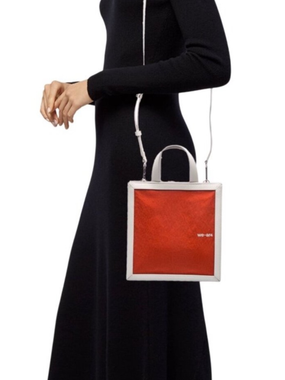 NWT We-Are4 White Trim Red/Orange Square Crossbody Tote